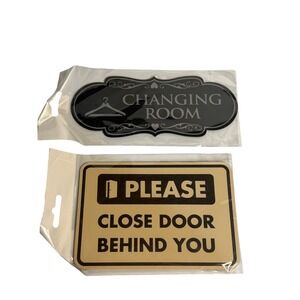 LITA Business Sign 2Pcs Changing Room Please Close Door Behind You Black Tan NEW